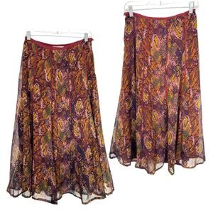 Sassy Y2K Snake Print Midi Skirt M Chiffon Gored Fairy Grunge Mob Wife Church